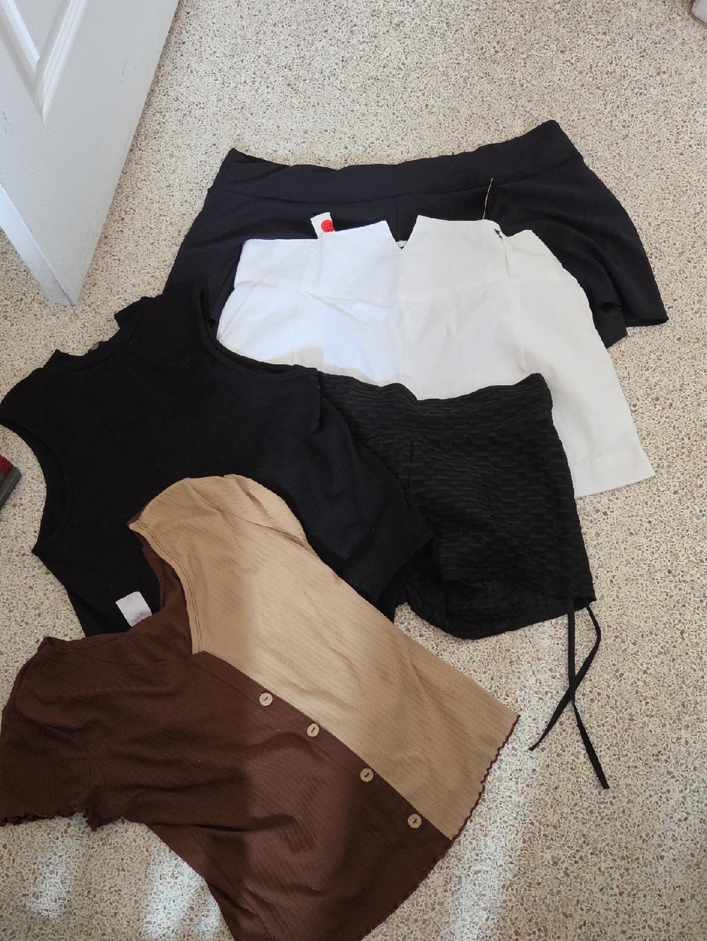XL Shorts And Tops Bundle - Black, White, Brown, Tan